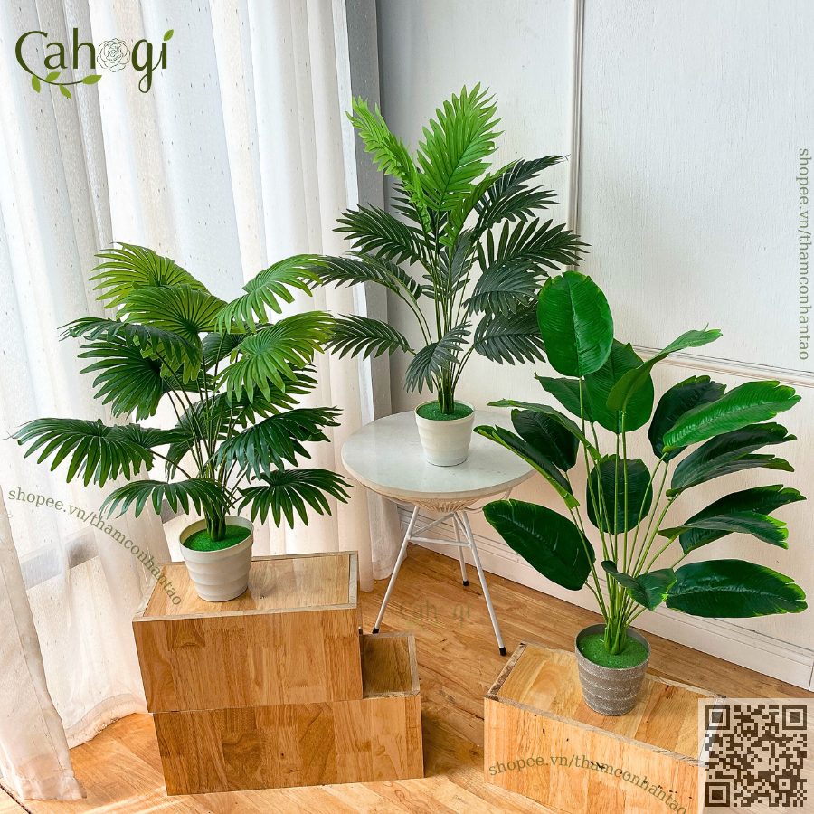 Cây Giả Cỡ Lớn 80CM - Chuối Thiên Điểu - Cậy Cọ Lá Nhựa - Cây Dừa 18 Lá