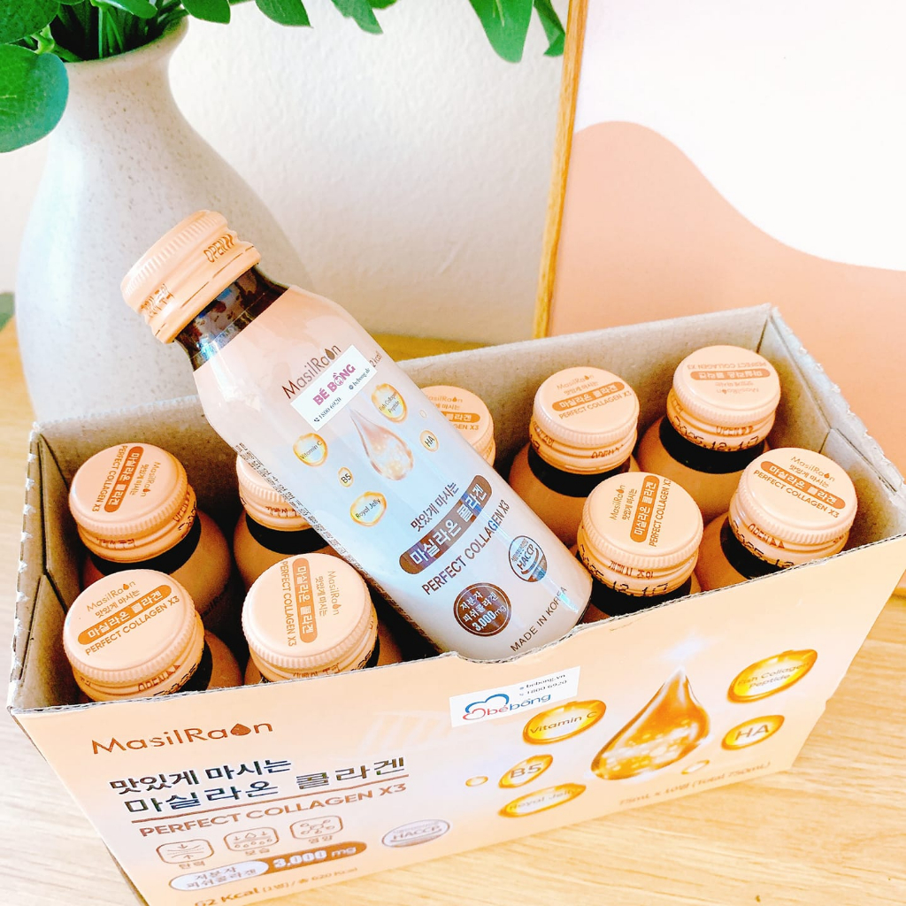Collagen tươi dạng nước kết hợp sữa ong chúa Masilraon  (hộp 10 chai) date mới 2025
