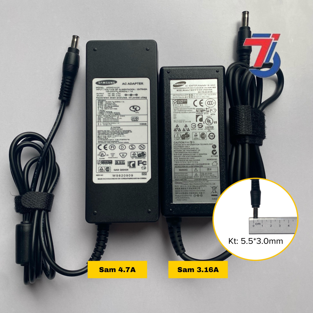 Sạc Máy Tính Laptop SAMSUNG 19V-3.16A 65w ; 19V-4.7A 90w Chân 5.5*3.0MM Loại Tốt Bảo Hành 12 Tháng