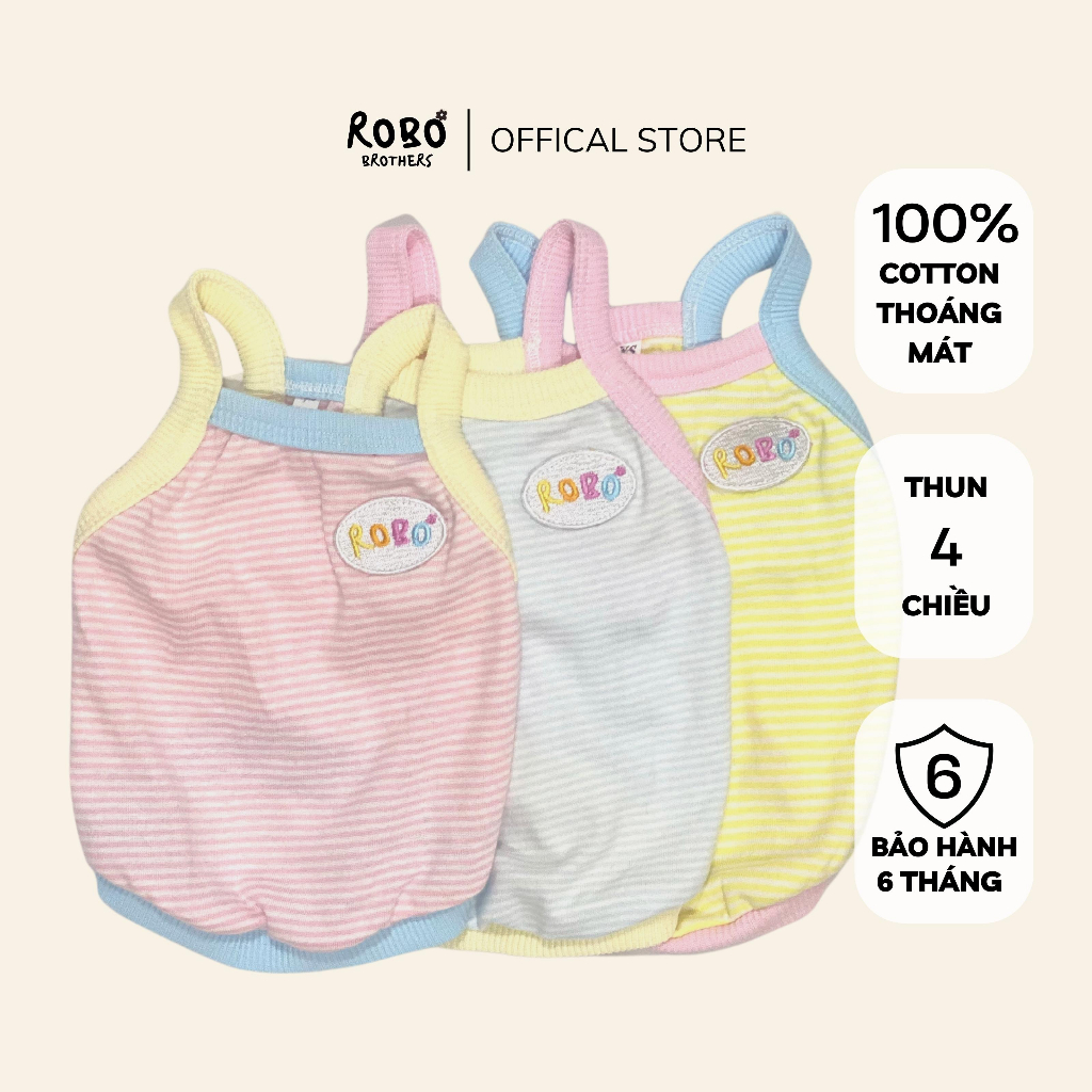 Áo dây SUNNIE cho chó mèo mỏng nhẹ thoáng khí sọc pastel | ROBO