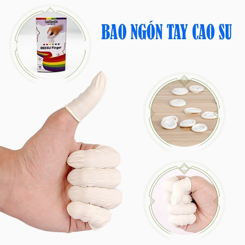 Bọc ngón tay bằng cao su Beksu Finger Cots hộp 100 cái