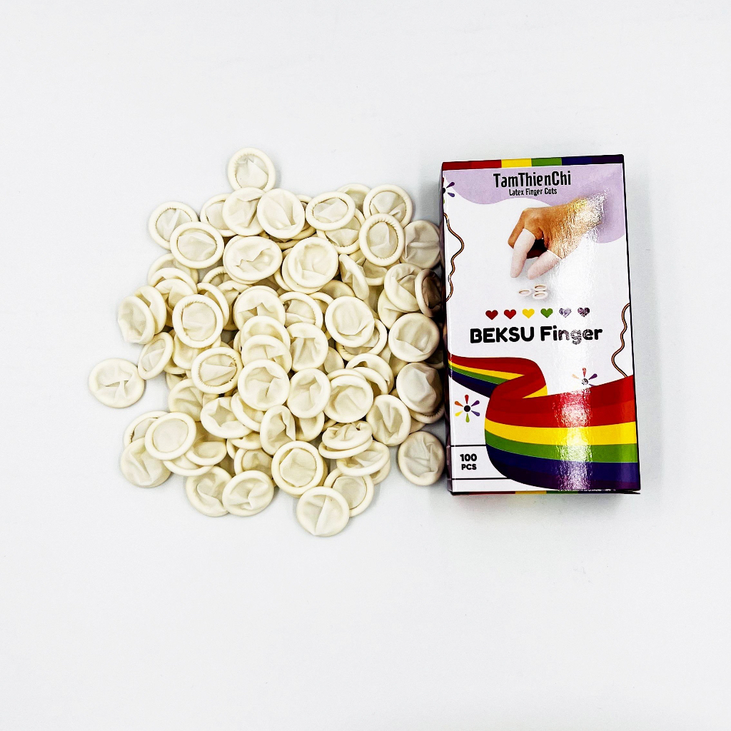Bọc ngón tay bằng cao su Beksu Finger Cots hộp 100 cái