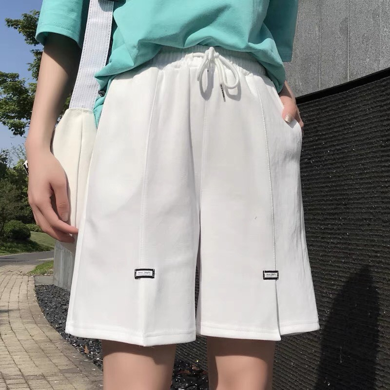 Quần Đùi 3 Sọc Nam Nữ Unisex 🌸 quần Shorts ống rộng ulzzang cạp chun lưng cao trơn basic màu ĐEN🌸 freeship🌸 sale