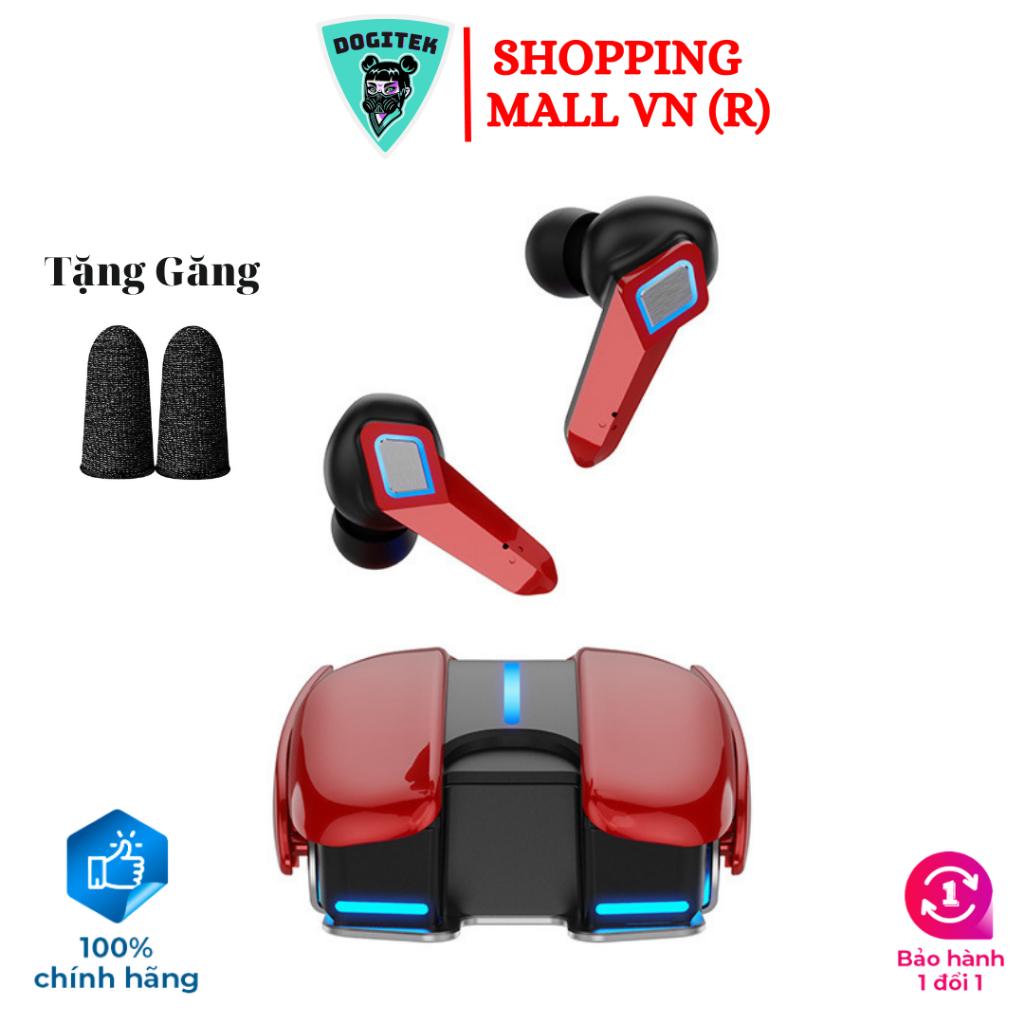 ComboTai nghe bluetooth gaming không dây chơi game Dogitek K68 và găng gaming không trễ âm và có chống ồn( Bản QT)