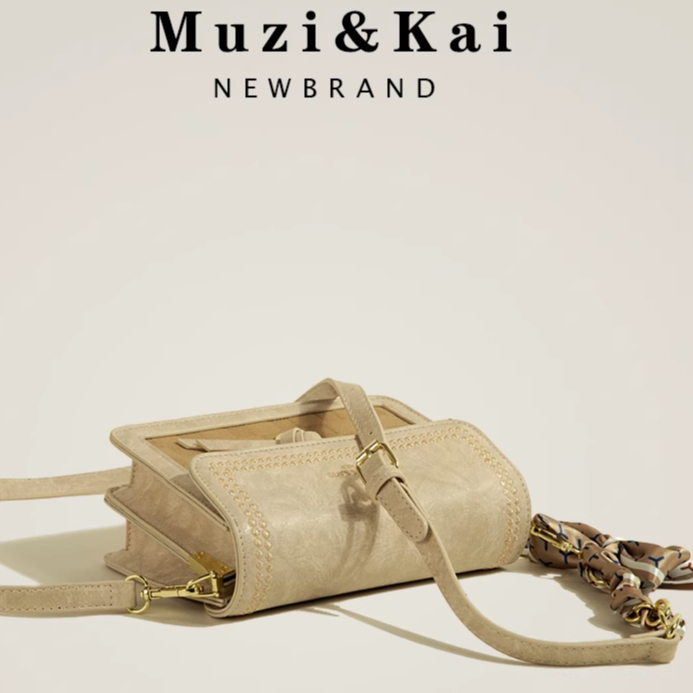 🌸Hàng Order🌸 Túi Xách Muzi&kai Chính Hãng Da Chần Quai Da Phối Xích Quấn Nơ Sang Chảnh Nữ Tính 🌸 Quảng Châu