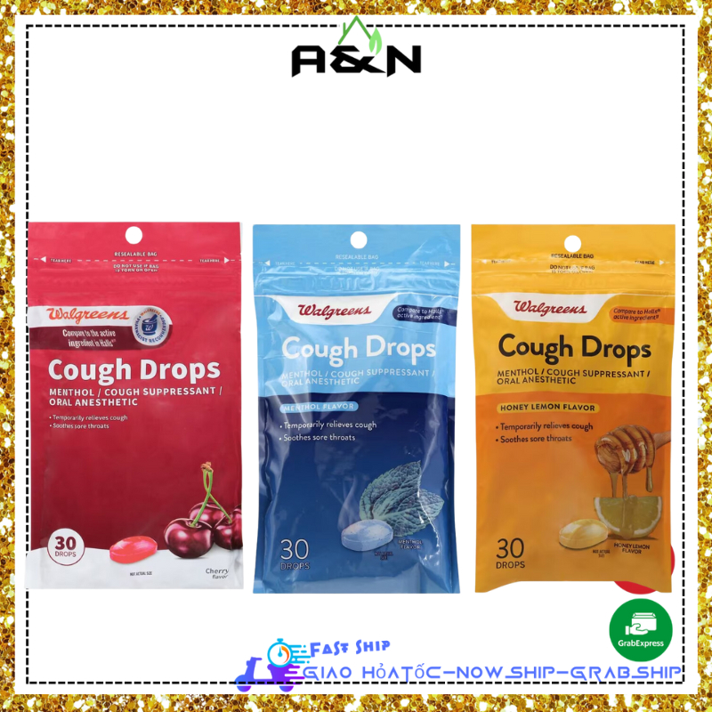 Kẹo ngậm Walgreens Cough Drops Sugar Free - Hàng Mỹ