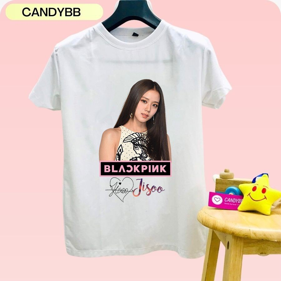 Áo thun BlackPink, in hình từng thành viên. Nhóm nhạc nữ Black Pink, Size 10 - 65kg cho trẻ em