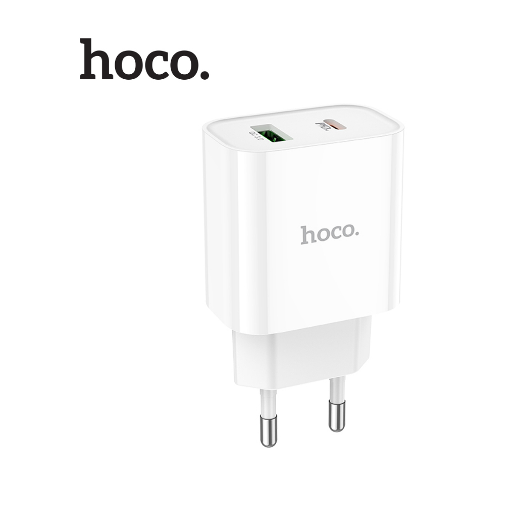 Củ sạc nhanh 20W Hoco C80A Plus 1 cổng USB/ 1 cổng Type-C hỗ trợ sạc 18W - PD 20W , chân tròn