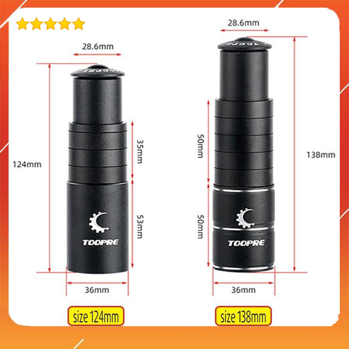 Bộ nối cổ xe đạp tăng chiều cao ghi đông, phốt nối Toopre nâng cao cổ 124/138mm