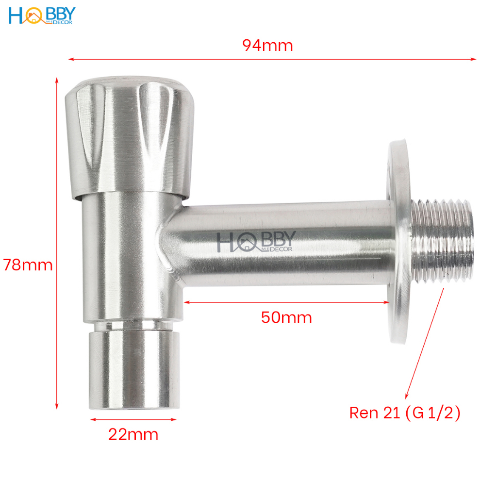 Vòi xả hồ cấp nước máy giặt Hobby Home Decor VIN3 - chuẩn Inox 304 - 2 loại tùy chọn