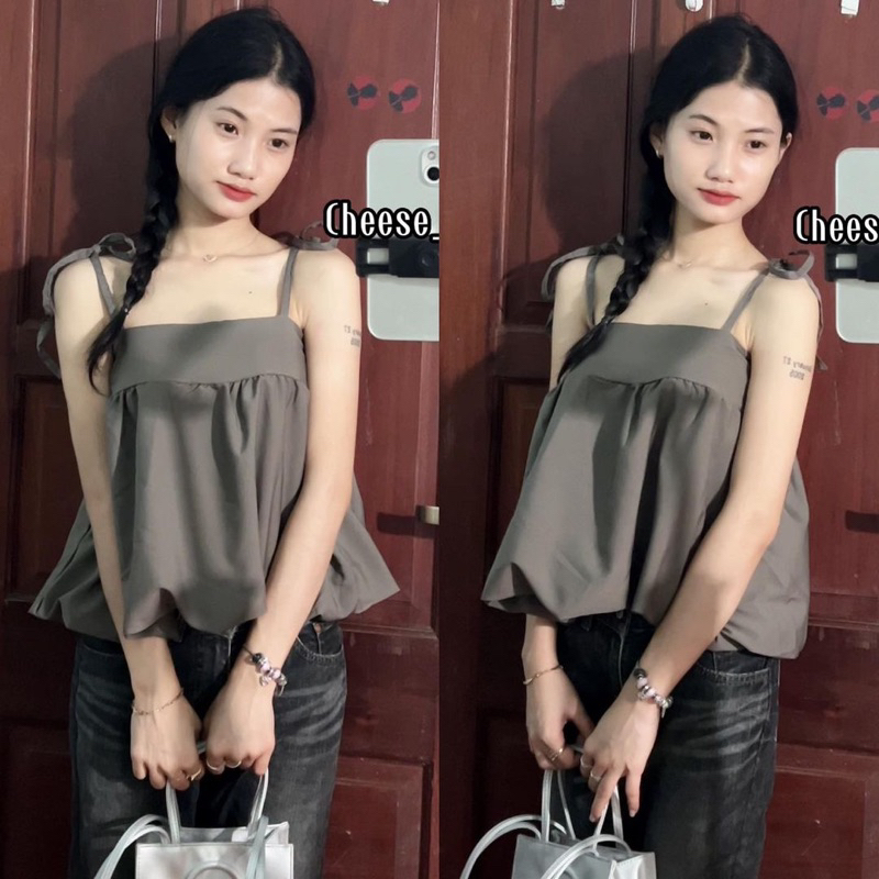 Áo bí 2 dây cột nơ
