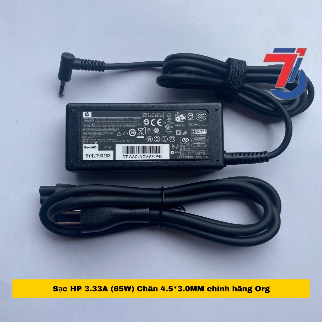 Sạc Laptop HP 19,5V-3.33A;HP 19,5V-4.7A Chân Kim Nhỏ 4.5*3.0MM loại tốt bảo hành 12 tháng-Adapter
