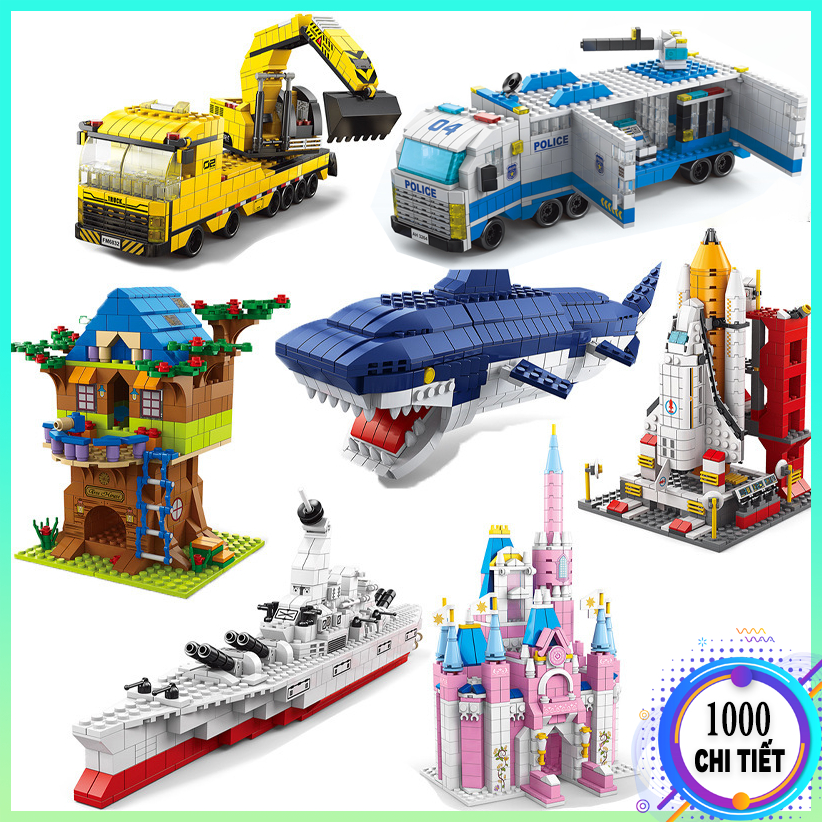 Bộ Đồ Chơi Lắp ráp Lego 1000 Chi Tiết Các Loại Lego Tàu Chiến, Swat, Lâu Đài, Xe Tăng, Tàu Vũ Trụ