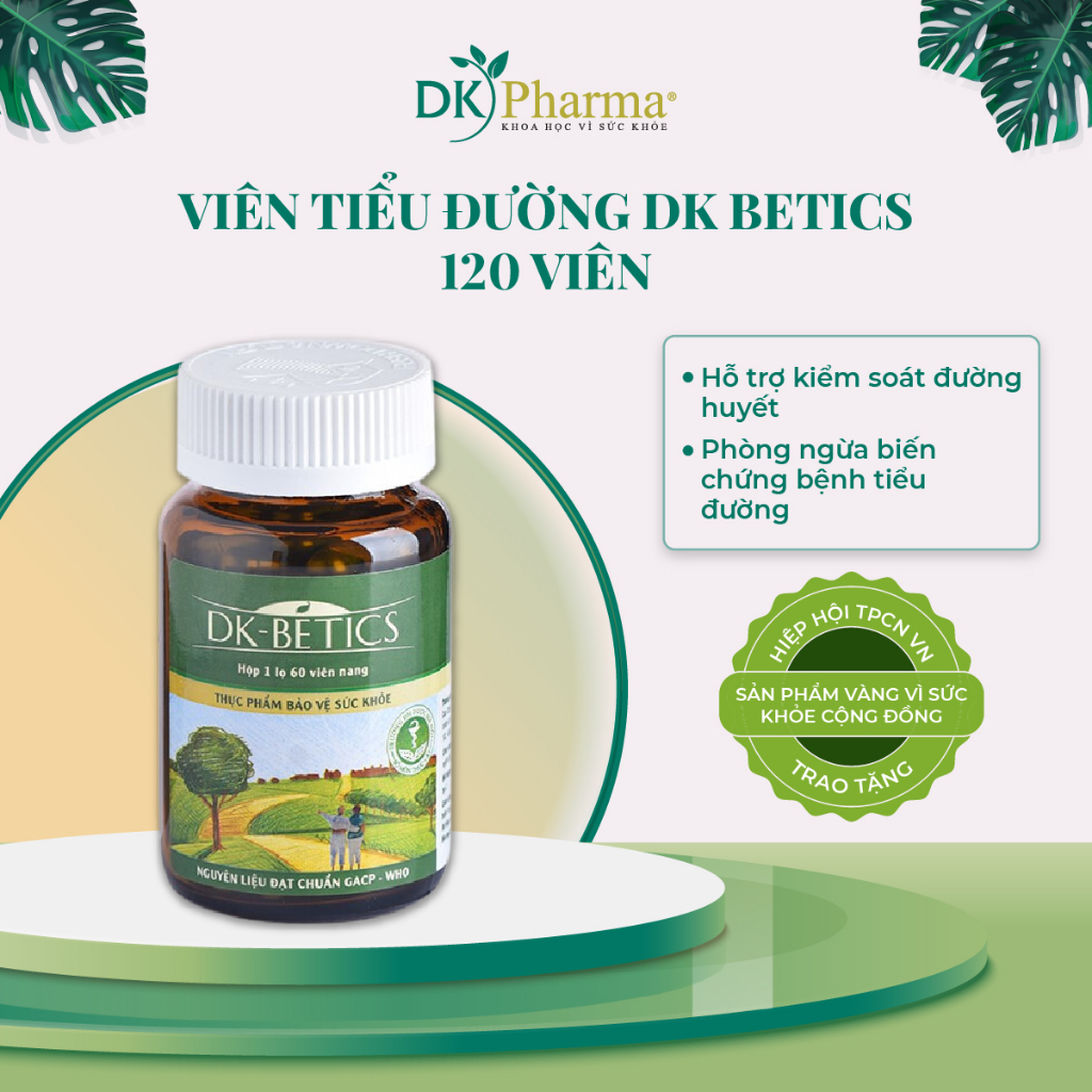 Viên uống hỗ trợ bệnh tiểu đường DK Betics hộp 120 viên