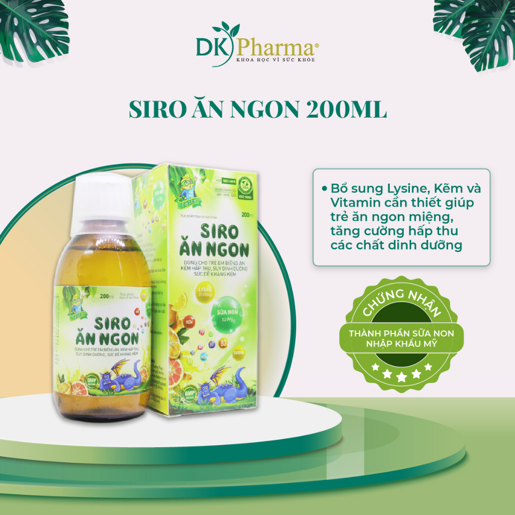 Siro ăn ngon DK Pharma 200ml giúp trẻ ngon miệng, tăng cường hấp thu dinh dưỡng - DK Pharma