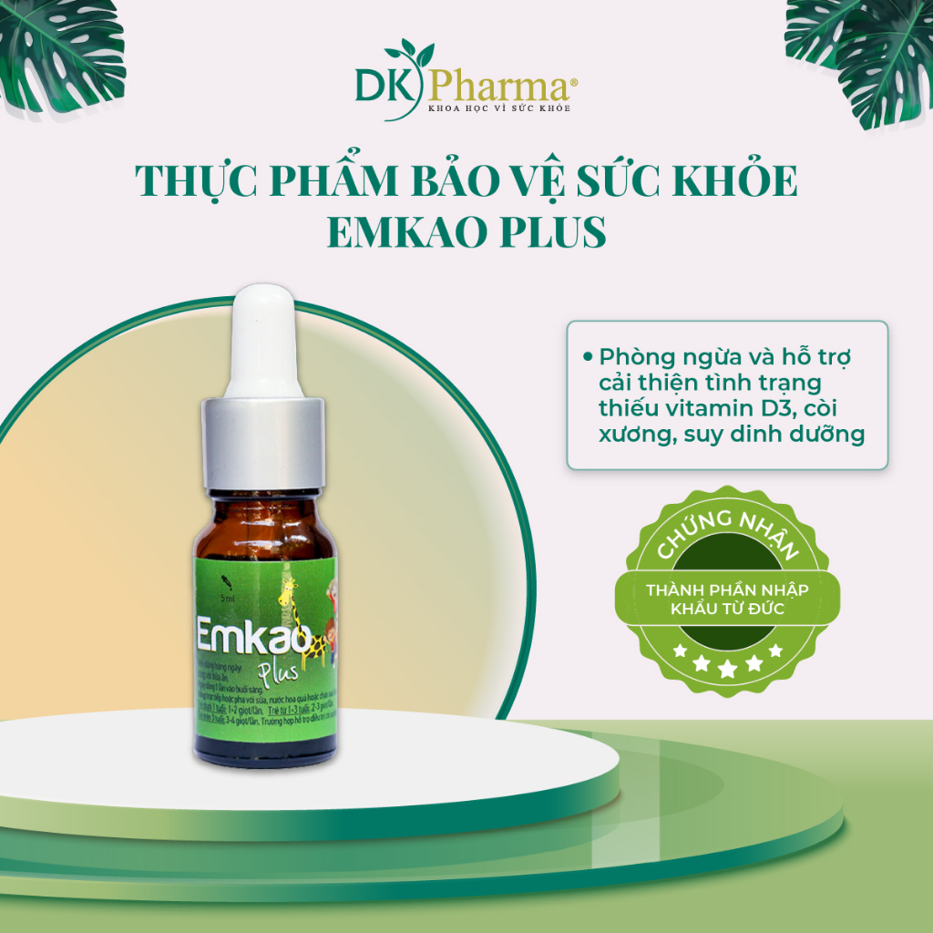 Thực phẩm bảo vệ sức khỏe EMKAO PLUS bổ sung vitamin K2 và D3 dung tích 5ml - DK Pharma