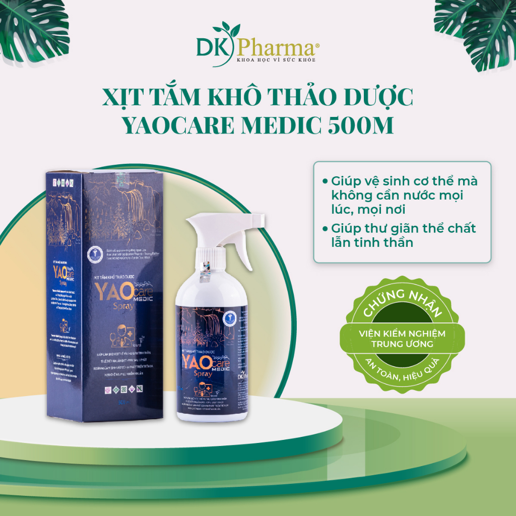 Xịt tắm khô thảo dược DK Pharma Yaocare Medic 500ml - DK Pharma
