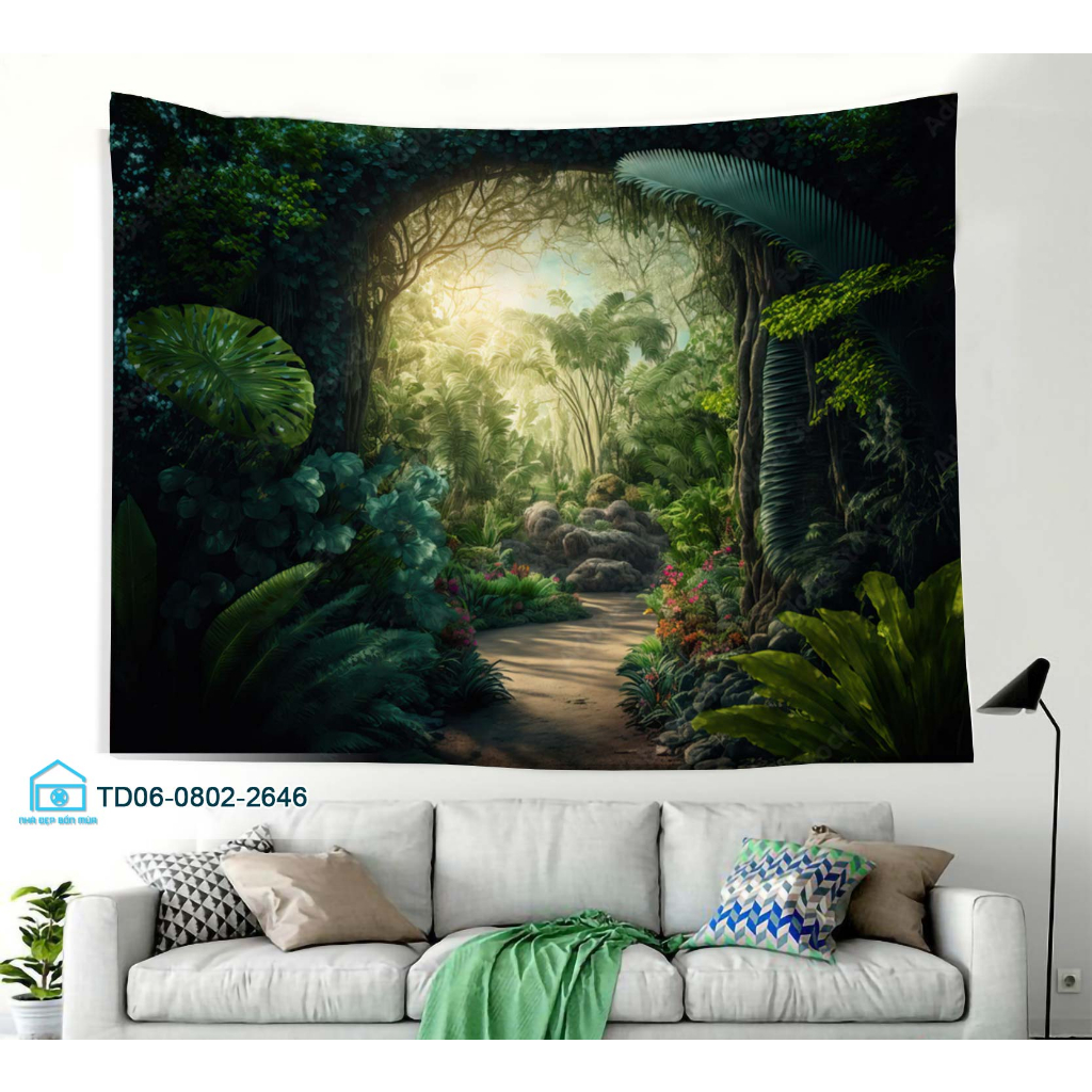 Tranh vải treo tường decor phòng khách, phòng ngủ,phông nền sự kiện Tặng kèm bộ móc treo