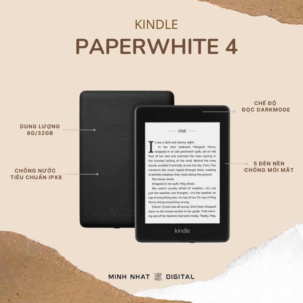 Máy đọc sách Kindle Paperwhite 4 (Tặng bao da + kho sách) | BigBuy360 - bigbuy360.vn