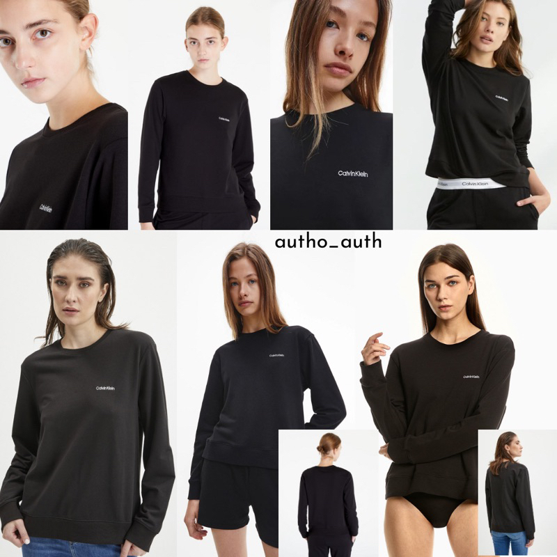 Áo Sweatshirt Calvin Klein Logo Thêu Chữ Basic