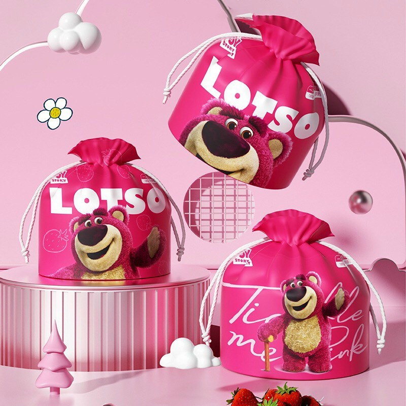 Khăn Lau Mặt dùng 1 lần lau khô, lau ướt - Khăn mặt khô gấu dâu Lotso - Khăn giấy đa năng