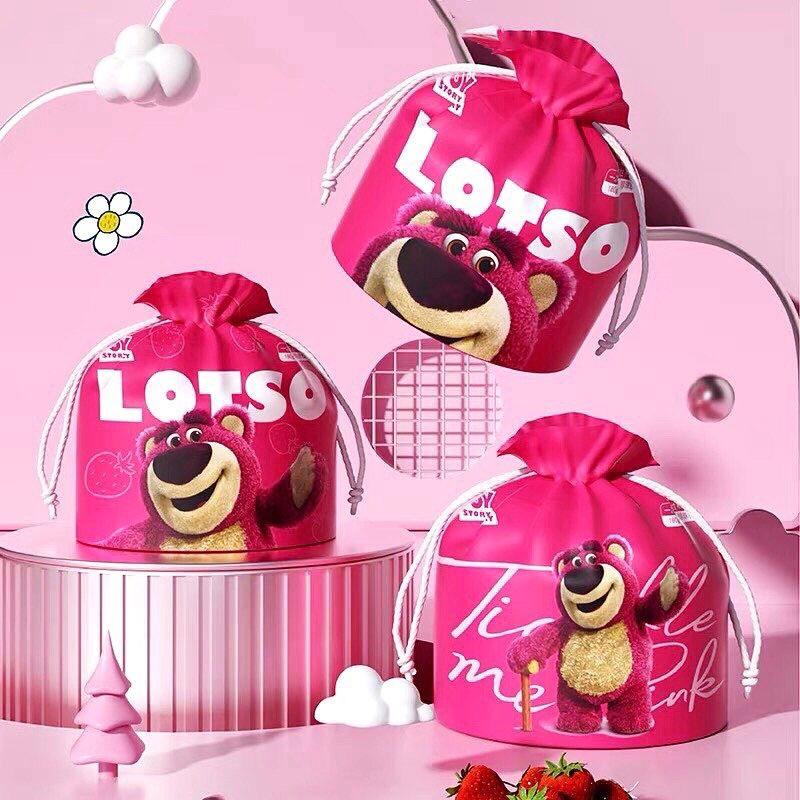 Khăn Lau Mặt dùng 1 lần lau khô, lau ướt - Khăn mặt khô gấu dâu Lotso - Khăn giấy đa năng