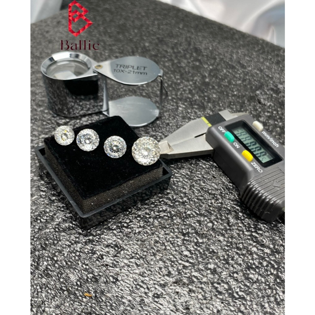 Kim cương nhân tạo Moissanite 8ly 8.1ly giác Nga100 giác cắt - Có giấy kiểm định GRA - Test bút lên kim