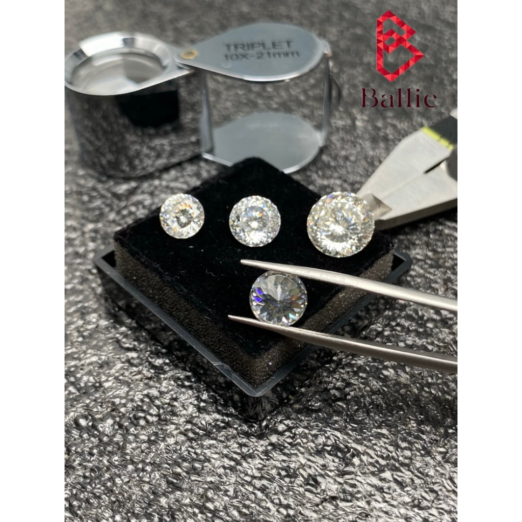 Kim cương nhân tạo Moissanite 8ly 8.1ly giác Nga100 giác cắt - Có giấy kiểm định GRA - Test bút lên kim