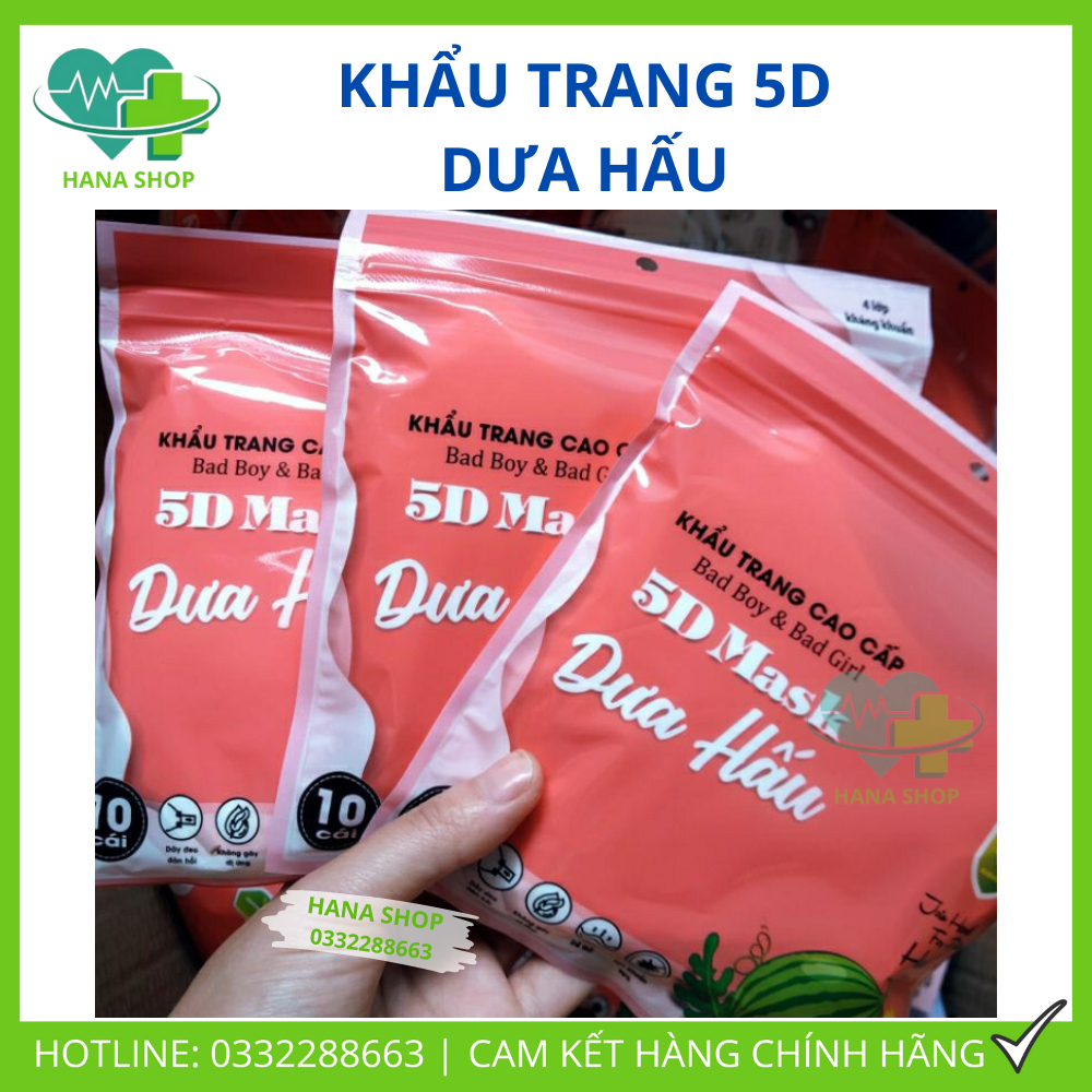 [Set 110 Cái] Khẩu Trang 5D Mask Dưa Hấu 3 Lớp [Dành Cho Người Mặt Nhỏ], Hàng Cao Cấp Lọc Bụi Mịn Chống Lem Son