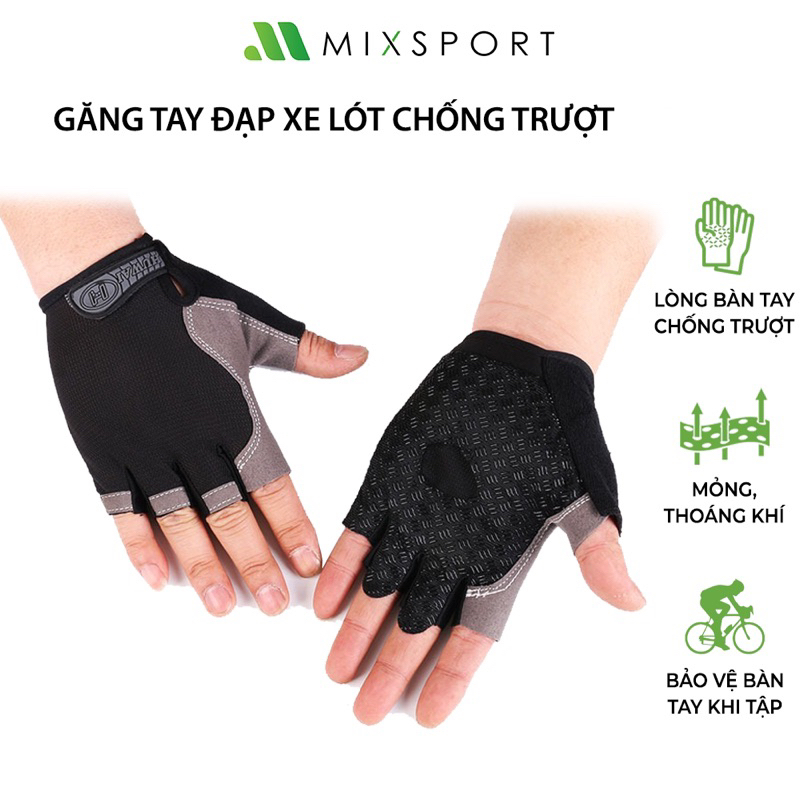 Găng Tay Đạp Xe, Tập Gym Thoáng Khí Chống Trơn Trượt MixSport