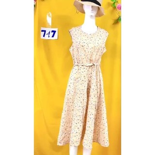 đầm hoa vintage màu cam sữa size M/L. S717