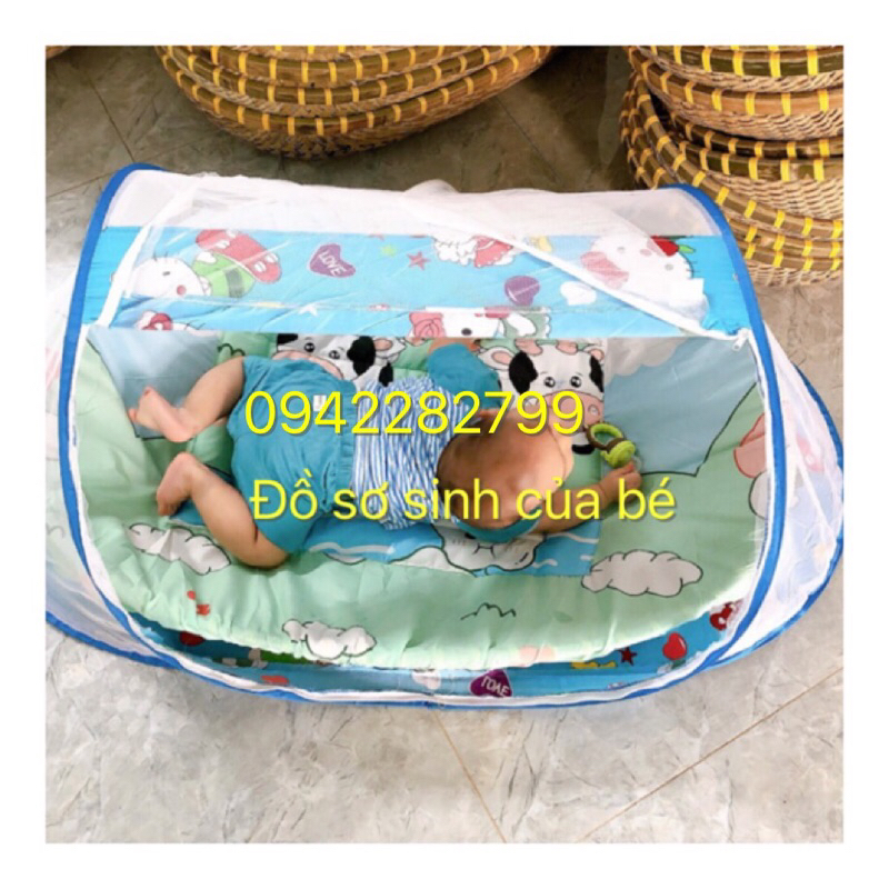 Combo 3 Món Nôi Tre + Màn Bung + Ga Bọc Nôi chất thun lạnh- Nôi tre cho Em bé