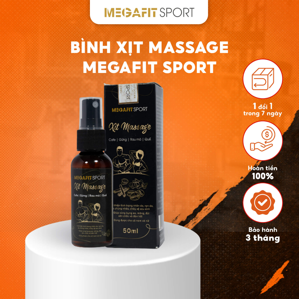 Bình xịt massage Megafit sport săn chắc, đàn hồi dưỡng da kết hợp sử dụng với đai tập bụng giảm mỡ