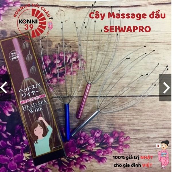 Cây Massage đầu SEIWAPRO chất liệu inox chống gỉ tua được thiết kế như những ngón tay xoa dịu thư giãn đầu nội địa Nhật