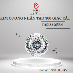 Kim cương Nhân tạo Moissanite trắng tròn 100 giác cắt size 20 ly 30 carat - Có giấy kiểm định GRA- Test bút lên kim