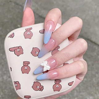 Bộ 24 Móng Giả - Nail Box Móng Tay Giả Xanh Dương Tặng Keo Dán Móng | Z103