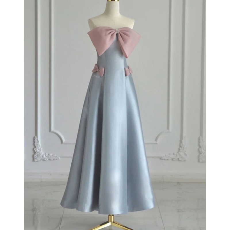 ĐẦM CÔNG CHÚA, ĐẦM DỰ TIỆC CUP NGỰC XANH NƠ HỒNG PASTEL XINH XẮN