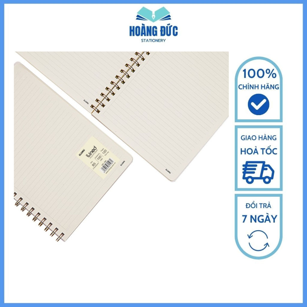 Vở kẻ ngang Klong - Vở Dash Line lò xo kép bìa nhựa 2 mặt B5 120tr-596, B5 200tr-597; A5 - 594, A5 -,595 - Hoàng Đức