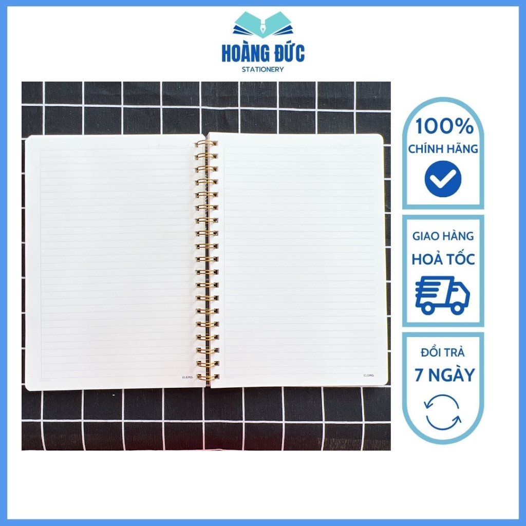 Vở kẻ ngang Klong - Vở Dash Line lò xo kép bìa nhựa 2 mặt B5 120tr-596, B5 200tr-597; A5 - 594, A5 -,595 - Hoàng Đức