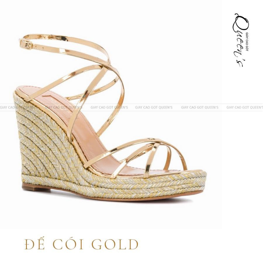 Giày Đế Xuồng Nữ Cao Cấp Gold Dây Mảnh QUEENS STORE tôn da êm chắc chân cao 8-10CM