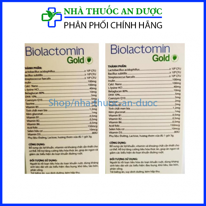 Men tiêu hóa vi sinh đường ruột Biolactomin Gold cân bằng hệ vi sinh ăn ngon – Hộp 30 gói
