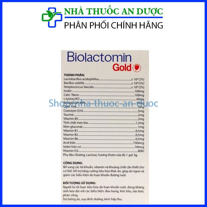Men tiêu hóa vi sinh đường ruột Biolactomin Gold cân bằng hệ vi sinh ăn ngon – Hộp 30 gói