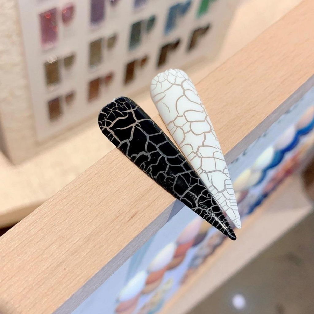 Sơn gel nứt 2 màu đen trắng đặc, nứt đẹp