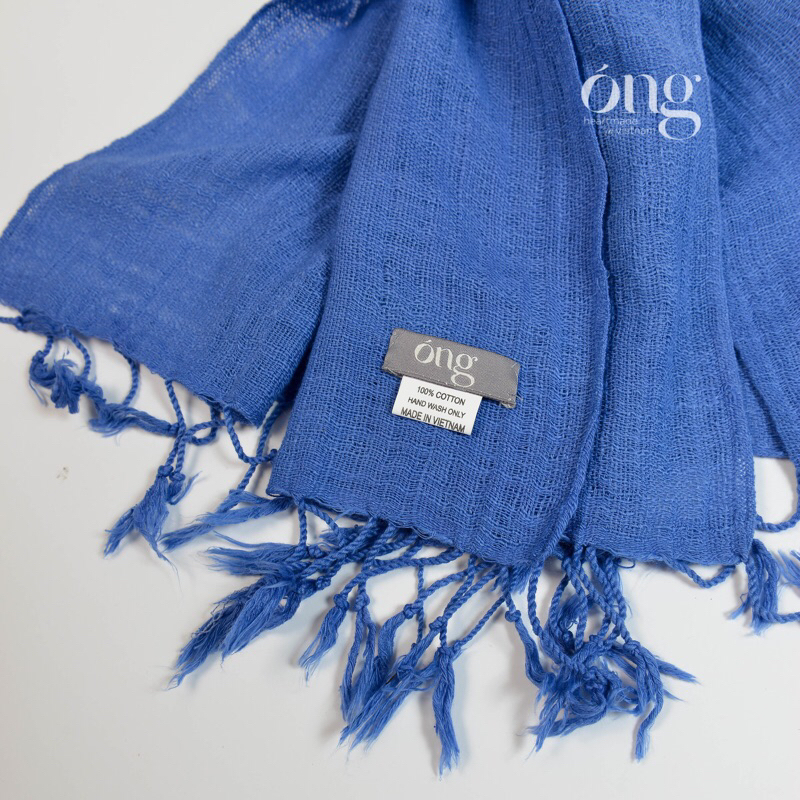 Khăn choàng cổ Nam Nữ- 100% Cotton- ÓNG - Nhuộm màu an toàn cho da- 80*180cm -Dệt thủ công tại Viiệt Nam