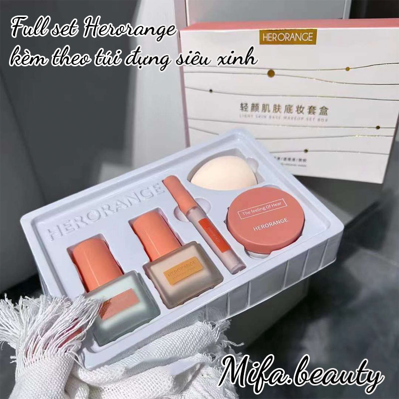 Set 5 Món HERORANGE Sang Mịn Trang Điểm Xinh Xắn Cho Nữ Hr419
