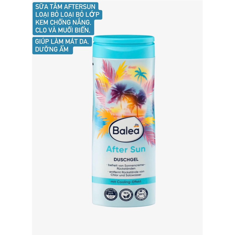 Balea after sun - dầu gội,xả và sữa tắm sau khi đi tắm hồ bơi và tắm biển