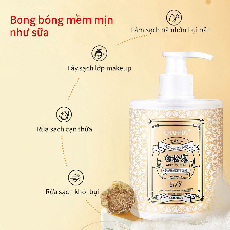 Sữa rửa mặt axit amin làm trắng mịn giữ ẩm da Tinh chất 500ml nhanh chóng Làm sạch sâu mụn thu nhỏ lỗ chân lông