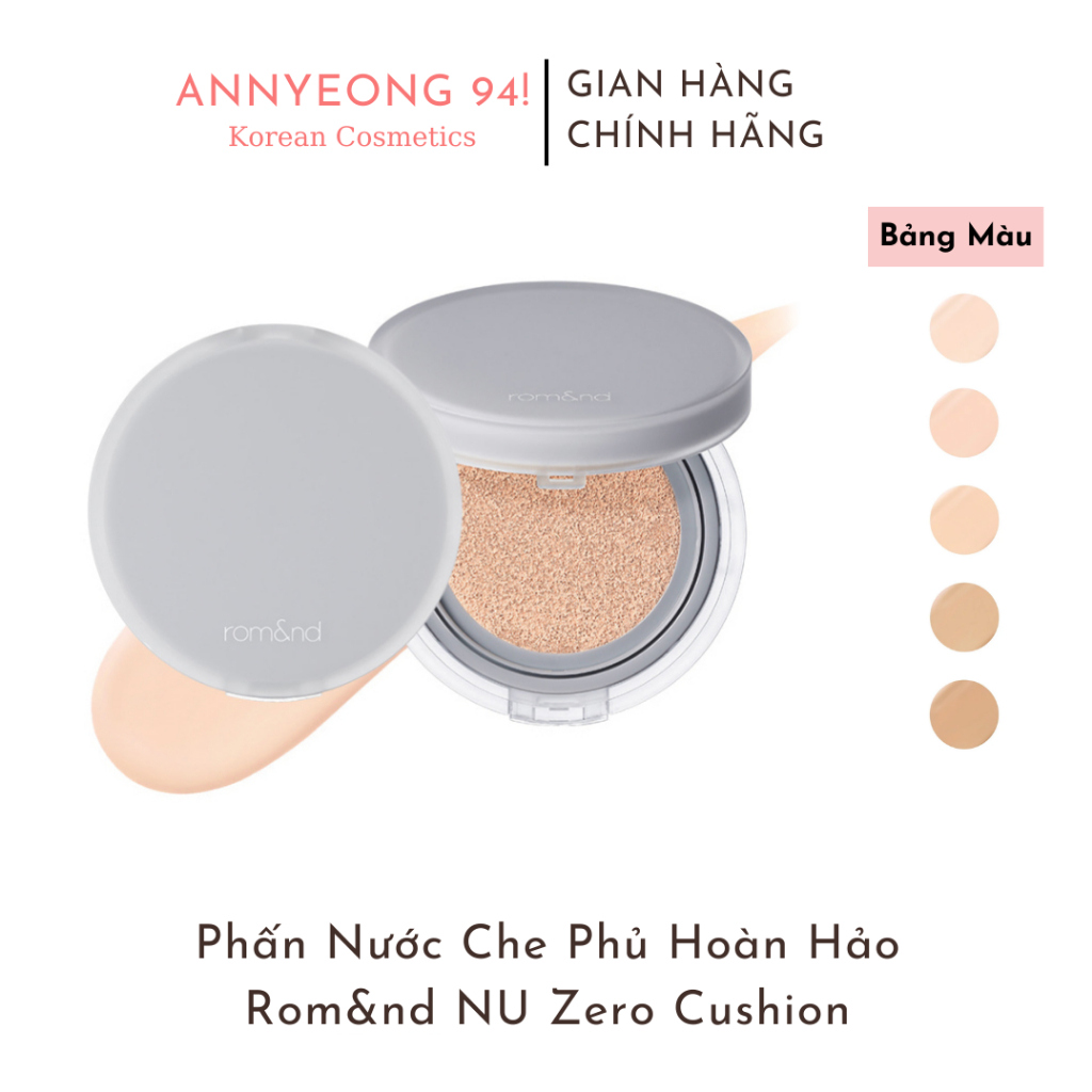 Phấn Nước Romand NU Zero Cushion SPF24/PA++ 15g Phấn Nước Che Phủ Hoàn Hảo, Mỏng Nhẹ Tự Nhiên