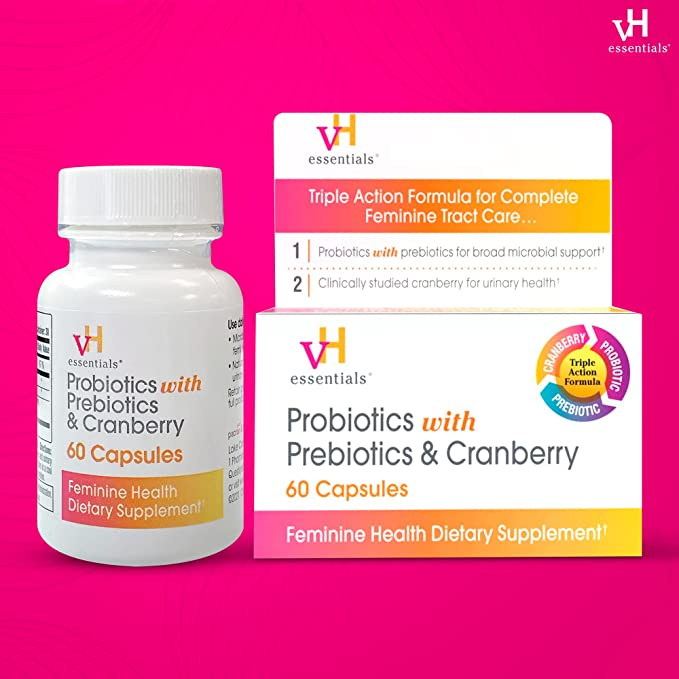 VH Essentials Probiotics With Prebiotics & Cranberry - Men vi sinh giúp hỗ trợ sức khỏe phụ nữ và tiết niệu 60 viên