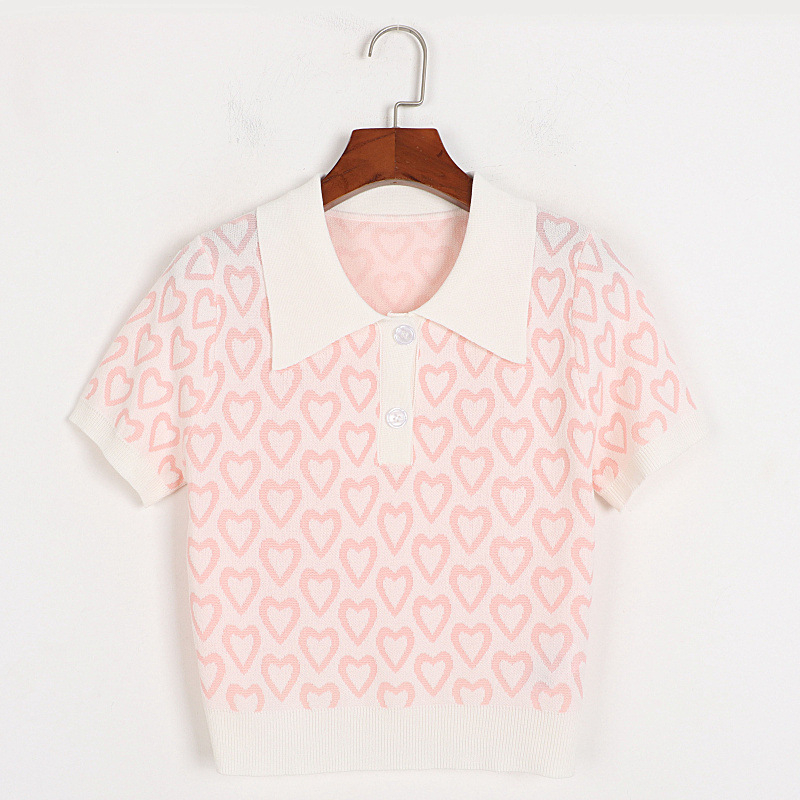 Áo croptop nữ Themei1992 dệt kim tay ngắn cổ polo dáng ôm thời trang mùa hè quyến rũ 2023